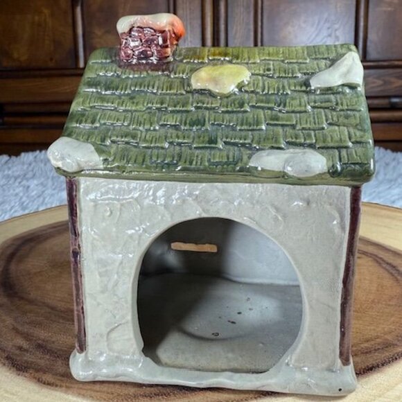 Vintage Glazed Ceramic Bakery Christmas Village Figurine Votive Holder - Picture 5 of 8